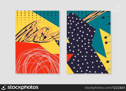 abstract background creative universal geometric cards doodle art header with different shapes and textures