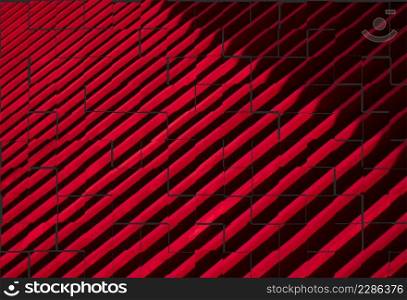 Abstract background design of diagonal red and black stripes in wall tiles pattern style, Unfinished layout of red and black wall tiles pattern for background design concept, illustration mode