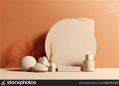 Abstract background for cosmetic product display stone podium minimal background
