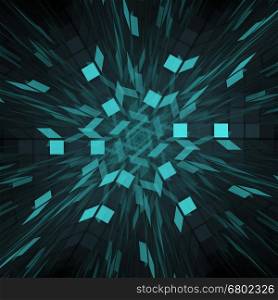 Abstract background. Fractal design. Square pattern. Isolated on black background