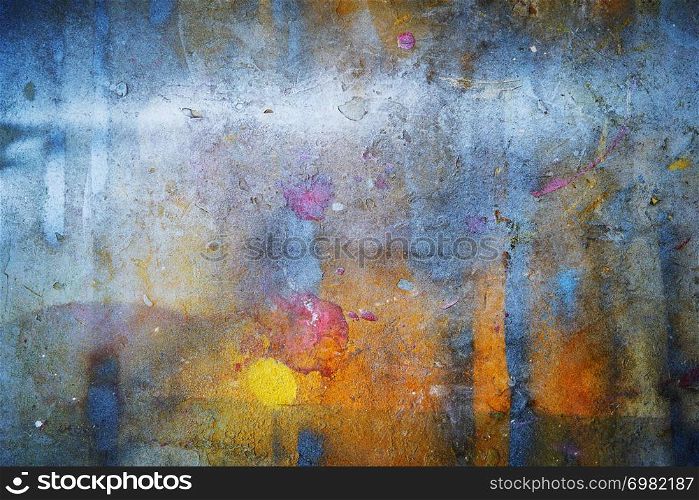 Abstract background from colorful painted on wall with grunge and scratched. Art retro and vintage backdrop.