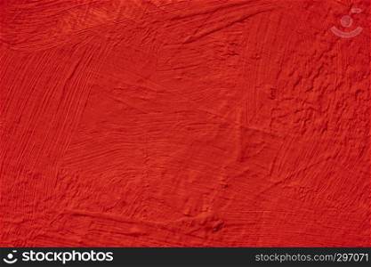 Abstract background from red concrete wall. Brush painted texture with scratched on surface wall.