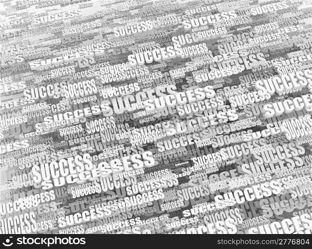 Abstract background from words success on white background. 3d