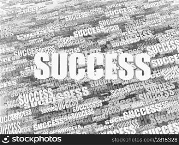 Abstract background from words success on white background. 3d