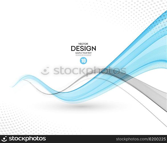 Abstract background, gray and blue waved lines for brochure, website, flyer design. illustration