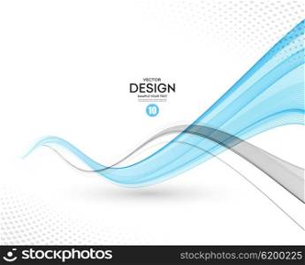 Abstract background, gray and blue waved lines for brochure, website, flyer design. illustration