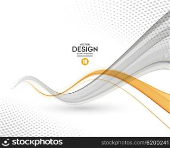 Abstract background, gray and orange waved lines for brochure, website, flyer design. illustration