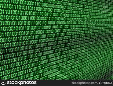 Abstract Background - Green Binary Code on Black Screen