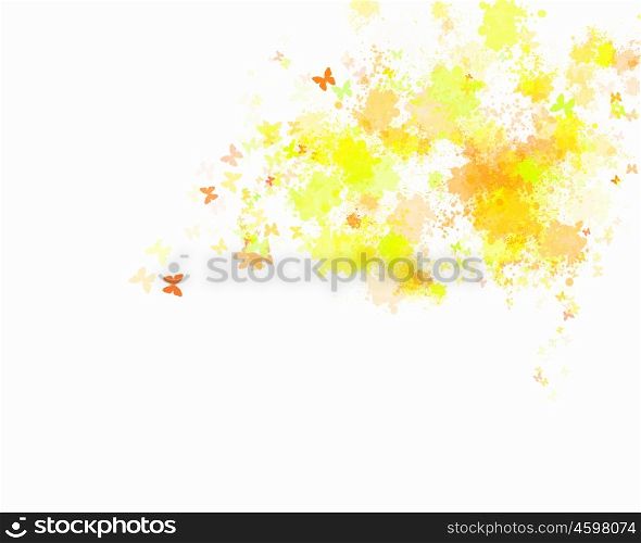 Abstract background image. Abstract background image with colorful splashes and butterflies