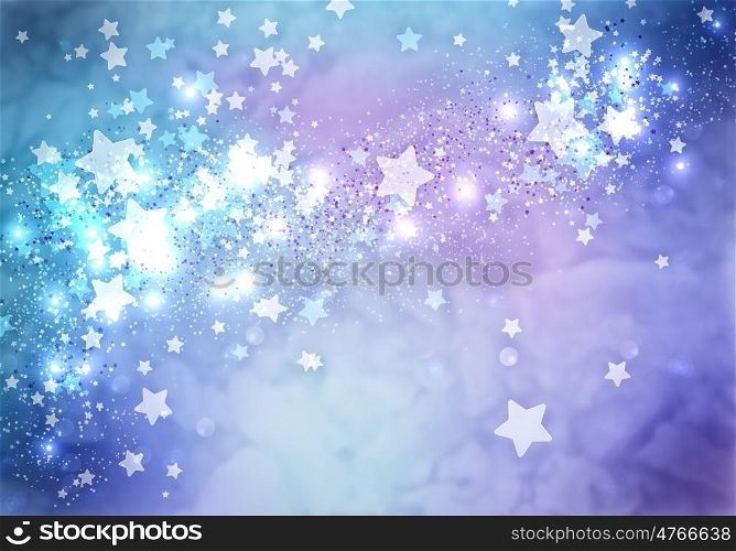 Abstract background image of blue stars, lights and beams