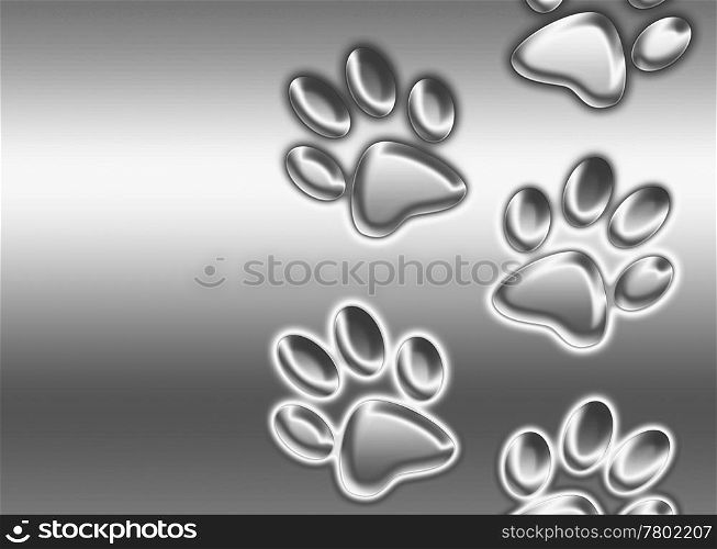 abstract background image of metallic paw prints going up the image. abstract paw prints