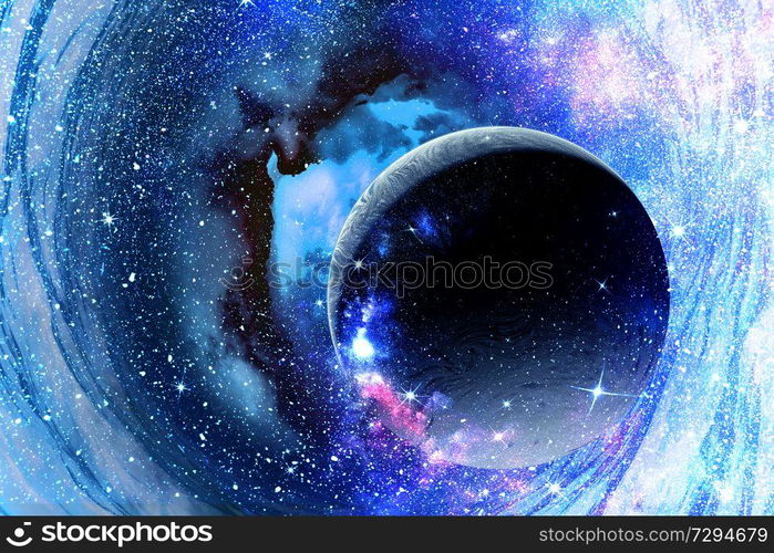 Abstract background image with space planets and starry sky. Elements of this image furnished by NASA. Space planets and nebula