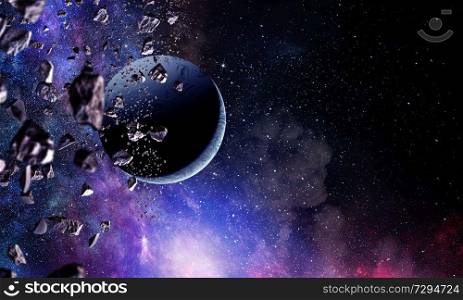 Abstract background image with space planets and starry sky. Elements of this image furnished by NASA. Space planets and nebula