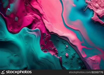 Abstract background mixing paint turquoise and pink. Neural network AI generated art. Abstract background mixing paint turquoise and pink. Neural network AI generated