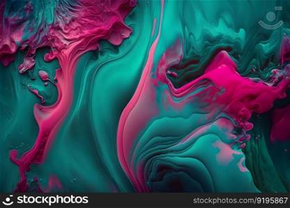 Abstract background mixing paint turquoise and pink. Neural network AI generated art. Abstract background mixing paint turquoise and pink. Neural network AI generated