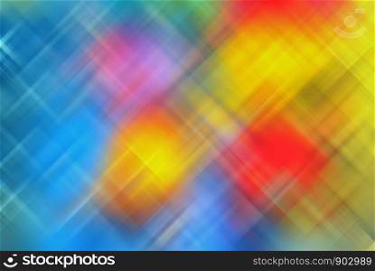 Abstract background of a blurred geometric grid texture in vivid colors of blue, red and yellow. Colorful creative backdrop with copy space for digital wallpaper or print and web design.