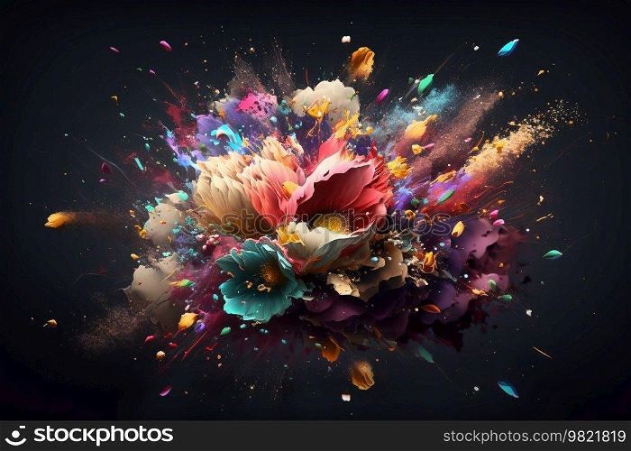 Abstract Background of Beautiful Flower Explosion. AI generated Illustration.