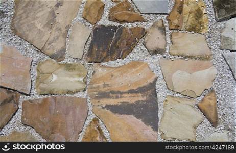 abstract background of beige and brown irregular shaped walkway stones