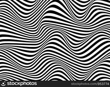 Abstract background of black and white stripe line pattern wavy design. vector eps10