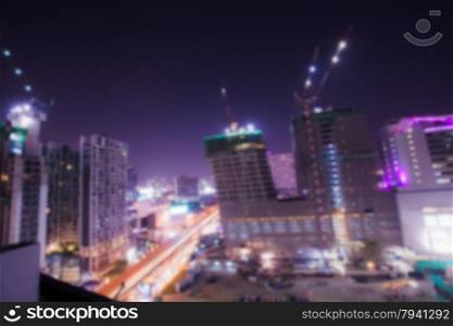 Abstract background of building construction site and crane, shallow depth of focus
