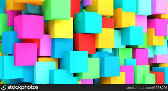Abstract Background of Colored Cubes as a Geometric Template. Abstract Background of Colored Cubes
