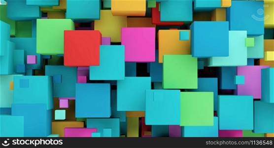 Abstract Background of Colored Cubes as a Geometric Template. Abstract Background of Colored Cubes