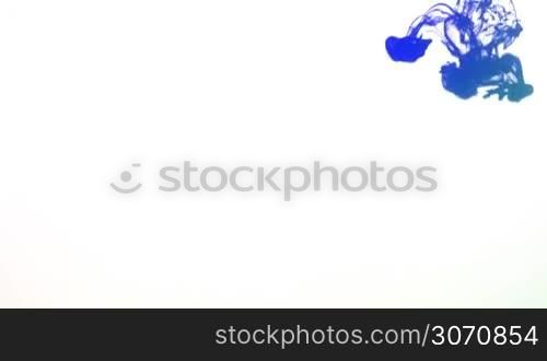 Abstract background of colored ink in water on white