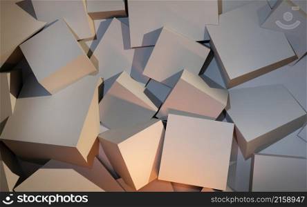 Abstract background of cubes on the wall with shadow. Wall decor.