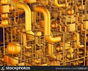 Abstract background of different geometric shapes. 3d render.