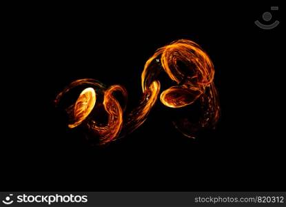 abstract background of flames, Take a picture from fire show on the beach at night.