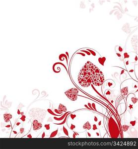 Abstract background of floral and hearts.Valentine&rsquo;s card.