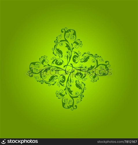 Abstract background of floral pattern on green