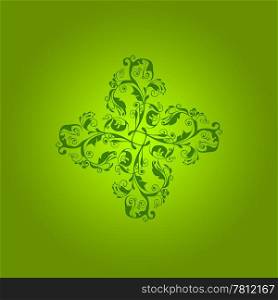 Abstract background of floral pattern on green