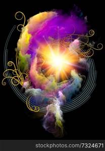 Abstract background of fractal colors design elements and lights on subject of the mind and inner symbology
