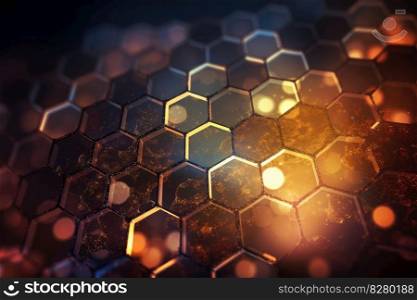 Abstract background of hexagonal data grid pattern for wallpaper and banner. distinct generative AI image.. Abstract background of hexagonal data grid pattern for wallpaper and banner