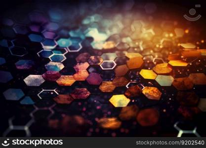 Abstract background of hexagonal data grid pattern for wallpaper and banner. distinct generative AI image.. Abstract background of hexagonal data grid pattern for wallpaper and banner