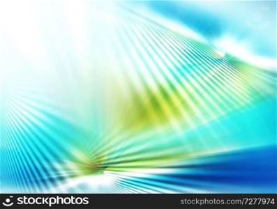 abstract background of light striped with blue, green and white lines differently directed. abstract texture of light with stripes directed from center outwards in blue, green and white colour