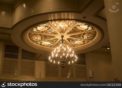 abstract background of Lighting in the reception room of a luxury hotel.
