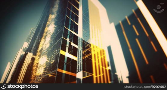 Abstract background of modern office building exterior in business district. distinct generative AI image.. Abstract background of modern office building exterior in business district