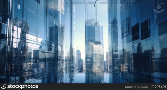 Abstract background of modern office building exterior in business district. distinct generative AI image.. Abstract background of modern office building exterior in business district