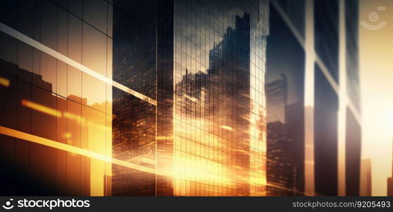 Abstract background of modern office building exterior in business district. distinct generative AI image.. Abstract background of modern office building exterior in business district