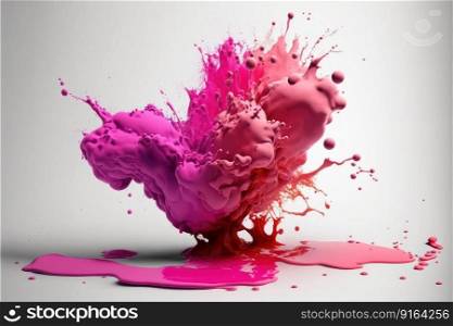 Abstract background of pink oil or watercolor splashing after water drop in realistic detail splatter, vivid artistic illustration of dynamic art. Finest generative AI.. Abstract background of pink oil or watercolor splashing after water drop.
