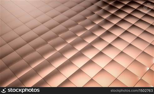 Abstract background of suqare polished copper tiles or cubes. Perfect 3D illustration for placing your text or object. Backdrop with copyspace in minimalistic style. Minimalist background. Abstract background of suqare polished copper tiles or cubes. Perfect 3D render for placing your text or object. Backdrop with copyspace in minimalistic style. Minimalist background