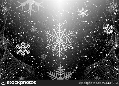 Abstract background of winter decoration whith beautiful snowflakes