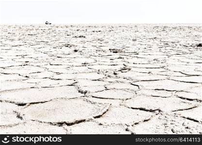 abstract background texture of the desert of salt in africa ethiopia danakil region of afar concept of wilderness and danger place with car