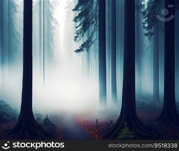 Abstract background that captures the essence of mist and fog weaving through a forest.