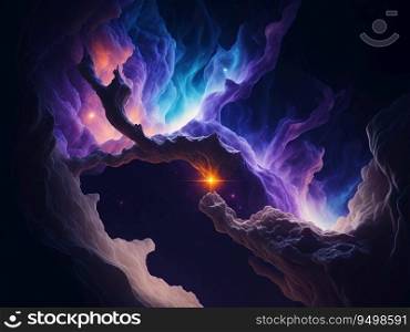 Abstract background that mimics the texture of a nebula in space. AI genareted