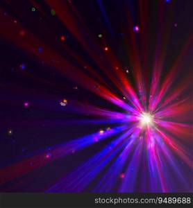 Abstract background with an explosion of fireworks-like bursts of light and color