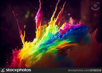 abstract background with burst of rainbow colors over black background. abstract background with burst of colors