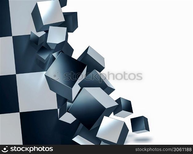 abstract background with chess black and white cubes